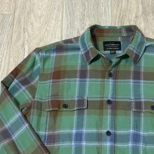 Men's Lucky Brand Turquoise Plaid Flannel Button Down - MEDIUM